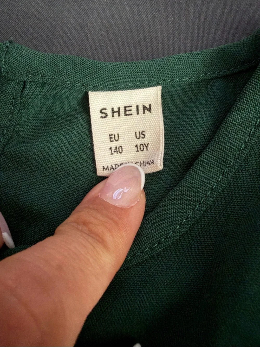 SHEIN Dark Green Long Sleeve Smocked Waist Dress